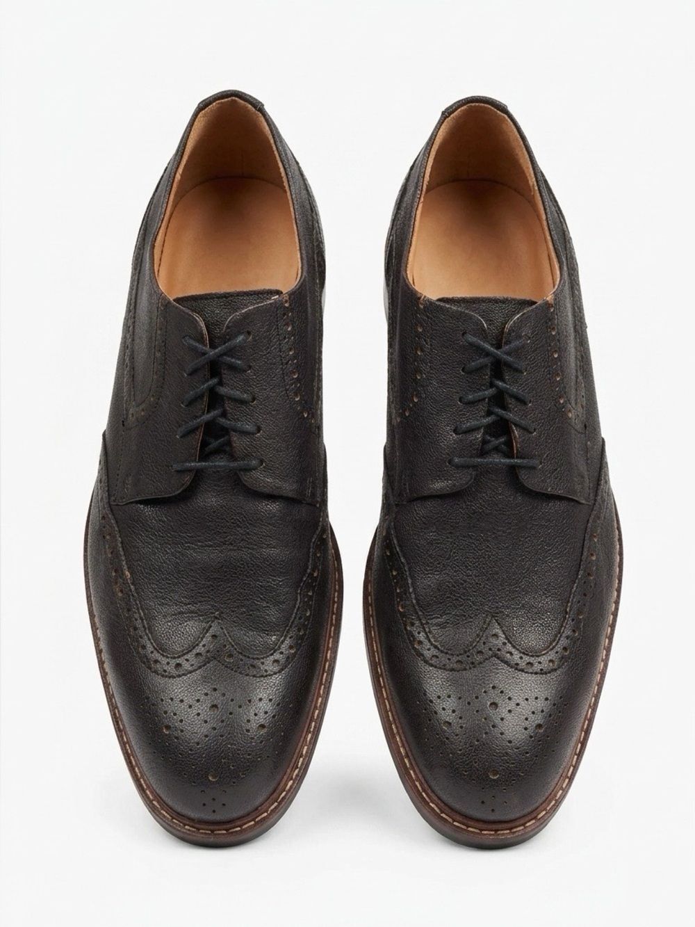 Classic Men's Brogue Derby Shoes by Cole Haan in Black Leather Oxford Dress - Picture 1 of 6